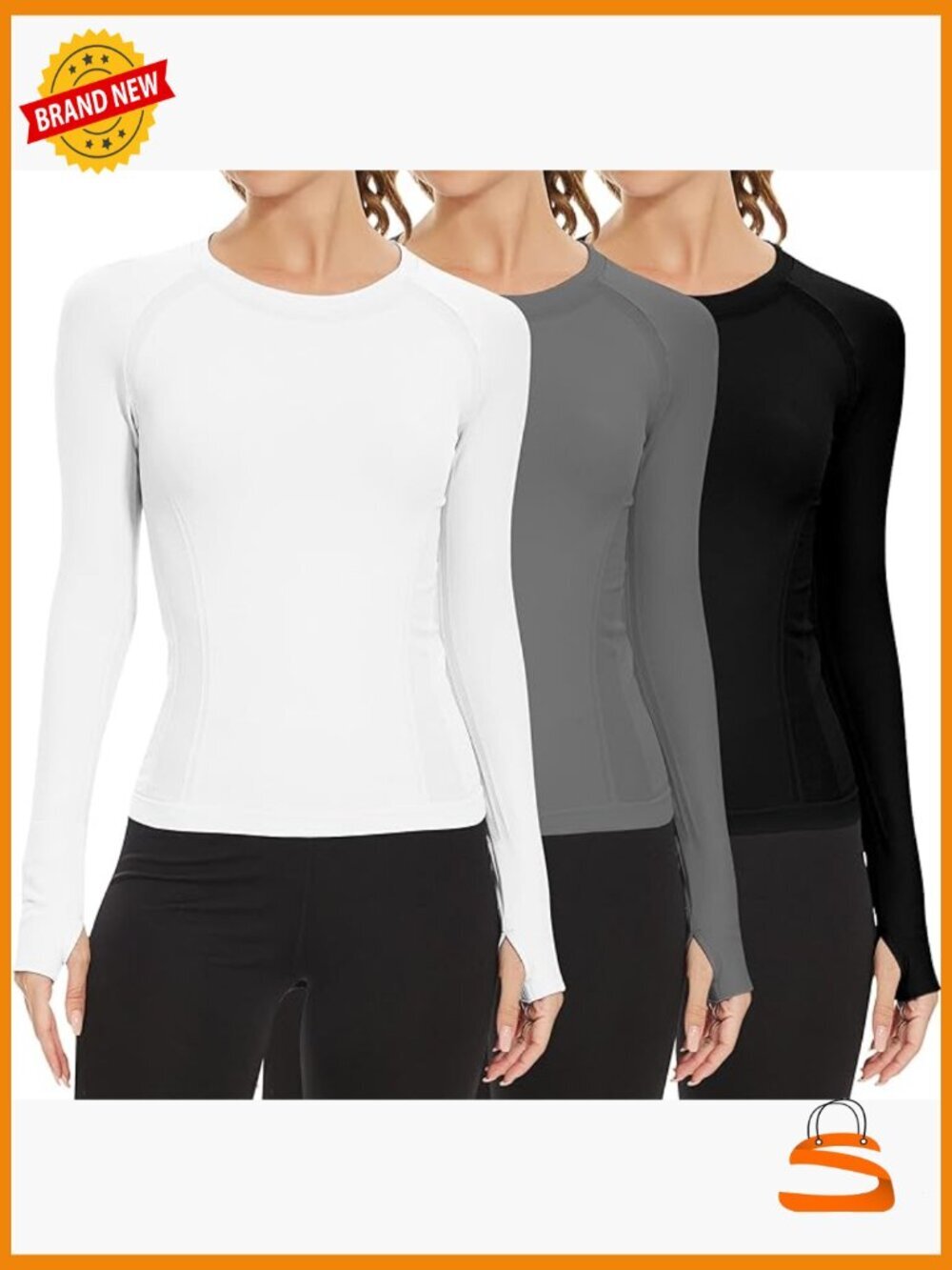 Long Sleeve Seamless Yoga Running Shirts 3 Pack